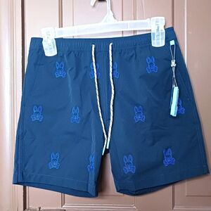 Psycho Bunny Men's size M Blue Bunny Swim Sweat Short